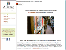 Tablet Screenshot of allianceforlivinganddyingwell.org